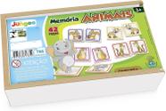 Jogo Memória Animais 42 Pc Educativo Madeira Infantil Junges