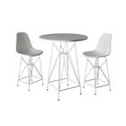 Jogo Mesa Bistrô Eames Eiffel Branca 60cm 2 Banquetas Branca Base Ferro Branco