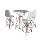 Jogo Mesa Bistrô Eames Eiffel Branca 60cm 3 Banquetas Branca Base Ferro Cobre