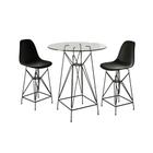 Jogo Mesa Bistrô Eames Eiffel Vidro 60cm 2 Banquetas Preta Base Ferro Preto