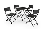 Jogo mesa com 4 cadeiras dobravel bar lanchonete restaurante preto