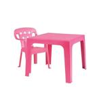 Jogo Mesinha E Cadeira Poltrona Infantil Plastico Rosa Mor