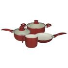 Jogo Panelas 4 Peças Cerâmica Indução Cooktop Gás Elétrico Tampa de Vidro Cozimento Uniforme Útil Bazar