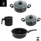 Jogo Panelas Preta Indução Cooktop Elétrico Á Gás 4 Peças - Jjb Utilidades