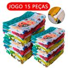 Jogo Pano de Prato Atacado Estampado Algodão Cozinha Grande Kit 15 Peças