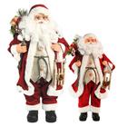 Jogo Papai Noel Decor Vermelho Luxo Saco Presentes Decorado e Trenó Madeira 30 e 45cm - Magizi