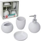 Jogo Para Banheiro De Porcelana Loon Branco Com 4 Peças