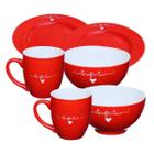 Jogo Porcelana Vermelho 6 Peças Casal Bowl Canecas Pratos - Yasaa