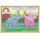 Jogo Quebra-Cabeça Casal Elefantes com 4 Peças + 1 Base 1280 - Carlu