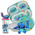 Jogo Refeição Infantil Melamina Stitch Disney 5 Peças Incluso Copo 3D e Pelúcia - Tuut - Yangzi