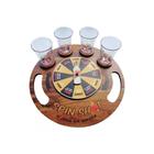 Jogo Roleta Spin Shot Virada de Bebida Drink Tequila Cachaça 4 Copos Grife de Boteco