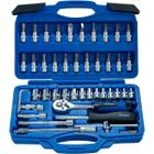 Jogo Soquete Aço Crv1/4 Kit Catraca 46 Peças Chave Allen