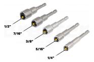 Jogo Soquete Ponta Bits Canhão Para Parafusadeira Cromo Vanádio 5 Peças - Magnetizado Várias Medidas