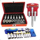 Jogo Soquete Sextavado C/Catraca Bits Torx Macho Femea Profissional Tapeceiro Automotivo 28Pç 1/2Pol