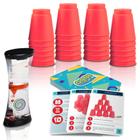 Jogo Stacking Cups com 18 desafios, cronômetro de água e 24 copos - Gamie