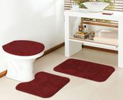 Jogo tapete banheiro 3 peças 100% antiderrapante pelo toque super macio não risca piso classic oasis (rubi)