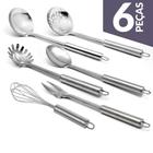 Jogo Utensílios Cozinha Em Aço Inox Kit 6 Peças Gourmet Mix