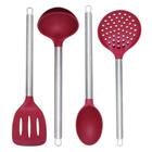 Jogo Utensilios Cozinha Silicone Cabo Inox Premium 4 Peças - Yazi