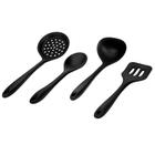 Jogo Utensílios Cozinha Silicone Vegas Preto 4 Peças - Casambiente