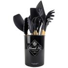 Jogo Utensílios De Cozinha 12 Peças Silicone Colher Concha Preto