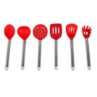 Jogo Utensílios de Cozinha 6 peças Inox e Silicone Vermelho