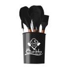 Jogo Utensílios Silicone 7Pçs Cozinha Decoração Cabo Madeira