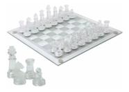 Conjunto de xadrez de vidro peças elegantes e jogo de tabuleiro de vidro  fosco claro