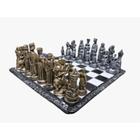 Jogo de Xadrez Medieval Rústico Coleção Temático Peças Chess Set Tabuleiro  Preto Branco Grande