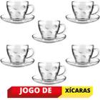Jogo Xícaras Café 90Ml Pires Vidro Circle Transparente - 6Un