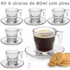 Jogo Xícaras Com Pires Café Expresso Nespresso Vidro 12 Peças