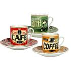 Jogo Xícaras para Cafe Diner Mood Coffee 80ml Porcelana