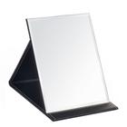 Joly Desk Mirror, Pu Leather portátil dobrável desktop espelho de maquiagem com suporte ajustável para viagens de escritório pessoal (L, preto)