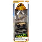 Jurassic World 4 Veículos e Mini Boneco Dinossauro - Matchbox Mattel HBH83