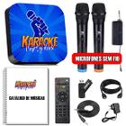 Karaoke Party Box Azul 2 Microfones Sem Fio de 2000 Músicas Catalogo Encadernado Com Pontuação Não Precisa de Internet ORIGINAL - KARAOKÊ PARTY BOX