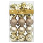 KI Loja Champagne Bolas de Natal 34pcs 1,57 Polegadas Pequenos Enfeites de Decoração de Árvore de Natal para Xmas Tree Holiday Wreath Garland Decor Ornamentos Ganchos Incluídos