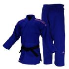 Kimono Judô Adidas Quest J690 Azul com Faixas Bordadas Rosa