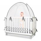 KinderSense - Baby Safety Crib Tent - Premium Toddler Crib Topper topper to keep baby from climb out - See Through Mesh Crib Net - Mosquito Net - Pop-Up Crib Tent Canopy to Keep Infant in (Grey Chevron)