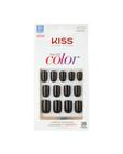 Kiss Unha Postiça Salon Color Chic Preta Quad Curto KSC51