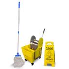 Kit 01 Limpeza Balde Espremedor Placa Mop Bralimpia Amarelo