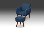 Kit 01 Poltrona Nina + 01 Puf redondo Suede Azul Marinho -Modena Decor