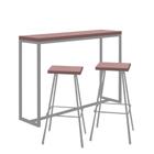 Kit 02 Banqueta Alta Eliza Com 01 Mesa Bistrô Mavie Industrial Ferro Cinza 100% MDF Rose - Ahazzo Móveis