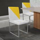 Kit 02 Cadeira Office Stan Duo Sala de Jantar Industrial Ferro Prata material sintético Branco e Amarelo - Ahz Móveis