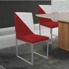 Kit 02 Cadeira Office Stan Duo Sala de Jantar Industrial Ferro Prata material sintético Vermelho e Branco - Ahazzo Móveis