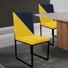 Kit 02 Cadeira Office Stan Duo Sala de Jantar Industrial Ferro Preto material sintético Amarelo e Azul Marinho - Ahz Móveis