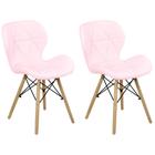 Kit 02 Cadeiras Charles Eames Eiffel Slim Wood Estofada - Rosa Claro