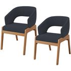 Kit 02 Cadeiras de Jantar e Estar Living Estofada Lince L02 Suede Preto - Lyam Decor