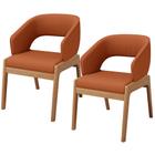 Kit 02 Cadeiras de Jantar e Estar Living Estofada Lince L02 Tecido Terracota - Lyam Decor