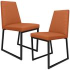 Kit 02 Cadeiras Decorativas Estofada Para Sala de Jantar Dafne L02 Tecido Terracota -LyamDecor