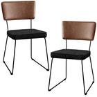 Kit 02 Cadeiras Decorativas Sala De Jantar Allana L02 Sintético Marrom Linho Chumbo - Lyam Decor