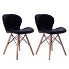 Kit 02 Cadeiras Estofada Jantar Charles Eames Eiffel Slim Wood Confort Preto